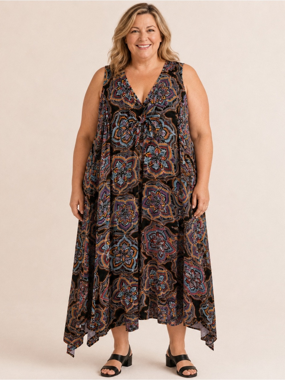 Spenser Jeremy Woman 18W Medallion Handkerchief Hem Dress
